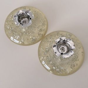 They glow! Retro Mid-century, lucite candle holders, silver flecks and accents.